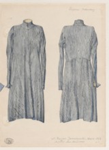 Silk zupan czechman, 1780s — front and back view in 1:5 scale; watercolor and drawing; artistic