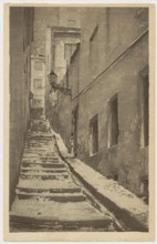 Warsaw. Old Town - Stone Stairs, St. Adalbert's Printing and Bookstore; Polish Society of Railway