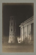 Vilnius. Cathedral at night; photograph by Jan Bulhak 1876–1950, pictorialism, nocturne photography