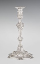 Single-candle candlestick by William Cafe fl. 1757–ca. 1802, silver, rococo/George II style,
