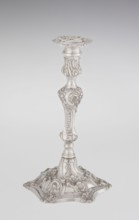 Single-candle candlestick, William Cafe fl. 1757–ca. 1802, goldsmith; rococo style, Georgian/George