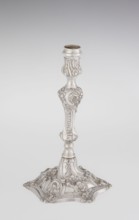Single-candle candlestick, William Cafe fl. 1757–ca.1802, rococo George II style. Silver