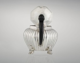 Teapot, maker: Thomas II fl. 1798–1809?, goldsmith. Teapot supported on four legs in the form of