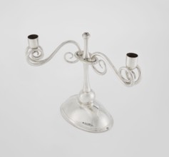 Two-candle candlestick. Maker: William Leuchars fl. 1876–1888, Leuchars & Son London; goldsmith's
