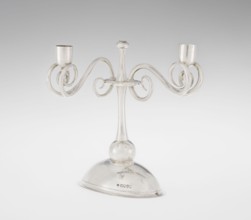Two-candle candlestick, William Leuchars fl. 1876–1888, Leuchars & Son London; goldsmith's firm, fl