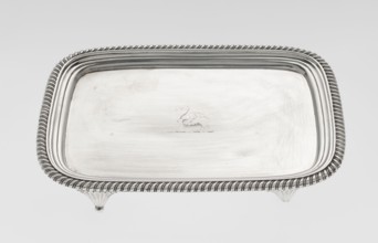 Tray on legs by William Bennet fl. 1796–1825, goldsmith. Tray on four legs in the form of stylised
