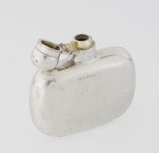 Hip flask by James Dixon & Sons Sheffield; goldsmiths; fl. 1806–, silver hip flask; smooth, cuboid