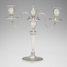 Two-candle candelabrum, Hougham, Charles fl. 1769–1793 goldsmith; classicism, George III/Georgian