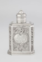 Tea caddy, Nash, Bowles fl. 1720–ca.1725 goldsmith; rococo; tea accessory; rocaille and floral