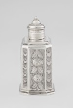 Tea caddy, Nash, Bowles fl. 1720–ca. 1725 goldsmith; rococo; tea accessory. Cuboid tea caddy with a