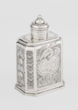 Tea caddy by Nash, Bowles fl. 1720–ca.1725, goldsmith; rococo style. Cuboid tea caddy with a