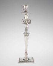 Classicist Two-Armed Candelabra, Schofield, John fl. 1776–1796 goldsmith, classicism style, godron