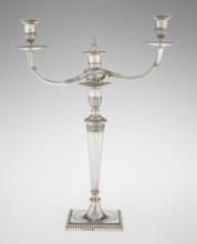 Classicist Two-Armed Candelabra, Schofield, John fl. 1776–1796 goldsmith, classicism, godron