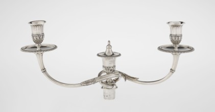 Classicist Two-Armed Candelabra, Schofield, John fl. 1776–1796 goldsmith, classicism, godron