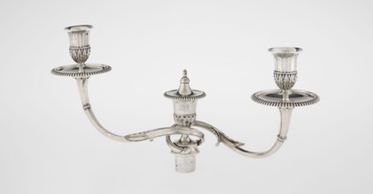 Classicist Two-Armed Candelabra, Schofield, John fl. 1776–1796 goldsmith, classicism, godron