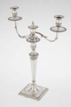 Classicist Two-Armed Candelabra, Schofield, John fl. 1776–1796 goldsmith; classicism,