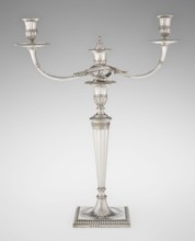 Classicist Two-Armed Candelabra, by John Schofield fl. 1776–1796, goldsmith;
