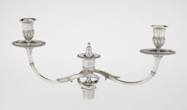 Classicist Two-Armed Candelabra, Schofield, John fl. 1776–1796, maker goldsmith; classicism,
