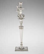 Classicist Two-Armed Candelabra, Schofield, John fl. 1776–1796 goldsmith, classicism style, godron