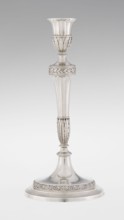 Single-candle candlestick by John Schofield fl. 1776–1796. Classicism/Georgian style with acanthus