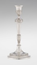 Single-candle candlestick by John Schofield fl. 1776–1796. Classicism/Georgian style with acanthus