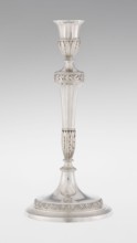 Single-candle candlestick by John Schofield fl. 1776–1796. Classicism/Georgian style with acanthus