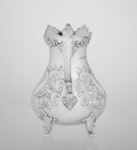 Milk jug by Mappin & Webb Ltd goldsmith/silversmith, neo-rococo style, 1895–1896. Pear-shaped milk