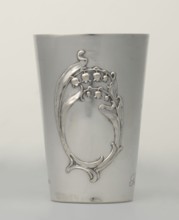 Art Nouveau conical mug by Jezler & Co Schaffhausen; silversmith; established 1822. Relief ornament