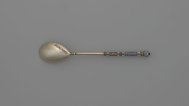 Souvenir spoon by Nikolai Struliev fl. 1886–ca. 1910, goldsmith. Decorative spoon with