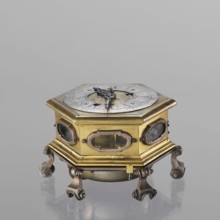 Tiled clock, Michael Gugenmus 1705–1775 watchmaker; rococo style with regency ornament; table tiled