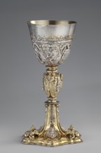 Mass chalice by Schwestermüller, David I fl. 1628–1678, goldsmith. Ovoid nodus and goblet with an