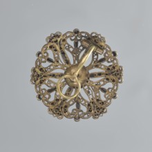 Earring, mid-19th century, Italy, jewelry, diameter 2.6 cm, A round, ornate metallic object with a