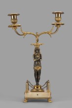 Two-candle candelabra depicting Egyptian women, early 19th century, France, unknown locality;