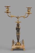 Two-candle candelabra, Egyptian women, early 19th century, France, unknown locality, lighting,