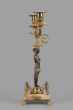 Two-candle candelabra, depicting Egyptian women, early 19th century, France, lighting, height 35