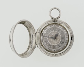 Pocket watch, Bushman, John 1692–1720 watchmaker. Silver pocket watch in three cases. Outer case