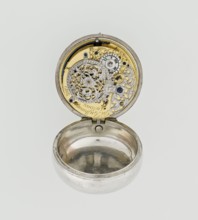 Pocket watch by John Bushman 1692–1720, c. 1700. Silver pocket watch in three cases: outer case