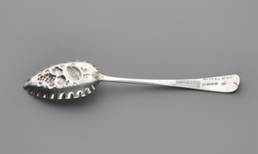 Jam spoon by John Fisher fl. 1793–ca. 1810. Silver jam spoon with a scoop with fluted edges,