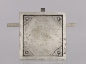 Square-faced door lock with latches and key, made by Michal Taszynski fl. 1820–1838. Dated 1861.