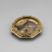Equatorial sundial, mid-18th century, Augsburg, Germany; timepiece. Sundial with compass resting on