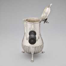 Chocolate jug by Edme-Pierre Balzac fl. 1739–1781, goldsmith. Pear-shaped chocolate vessel