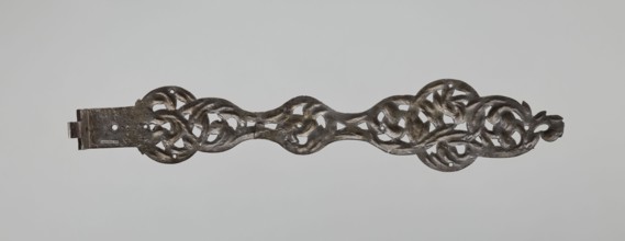 Hinge, unknown author; fittings, openwork strap hinge from a pair: at one end a flat bar bent at a