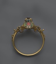 Women's ring, 19th century, Poland; jewelry; height 2.4 cm, width 2.1 cm, A gold ring viewed from