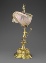 Nautilus Cup, shell cup on a four-part profiled foot that transitions into a knobbed foot decorated