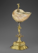 Nautilus Cup. Shell cup on a four-part, profiled foot that transitions into a knobbed foot