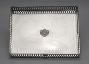 Tray with a gallery, Sponholtz, Friedrich Wilhelm 1730–1789 goldsmith. Rectangular, surrounded by
