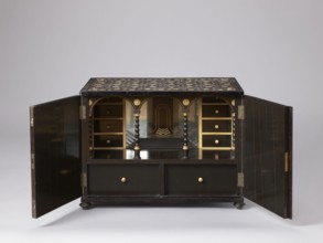 Cabinet, plant decoration, columns architectural, rosettes ornament, early 20th century, India