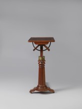 Bedside table, Biedermeier style, mahogany. Composed of an elongated platform outline similar to a
