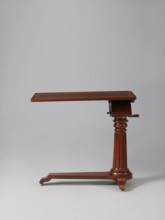 Bedside table, Biedermeier style, mahogany, composed of an elongated platform outline similar to a