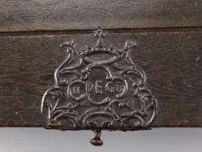 Chest, provenance, dowry chest with convex lid and side walls slightly tapering toward the bottom;